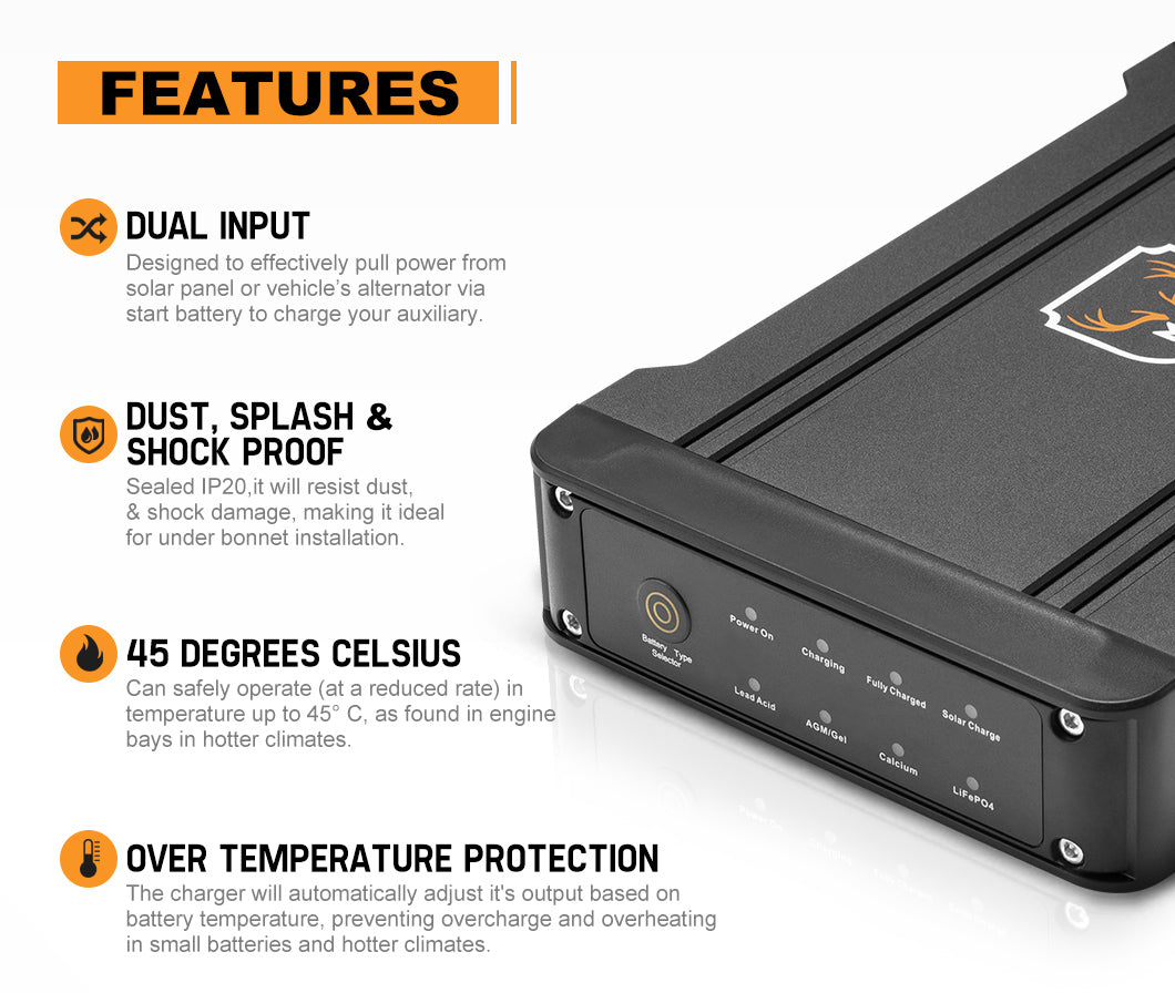 MOBI 12V 40A DC to DC Battery Charger MPPT Dual Battery System
