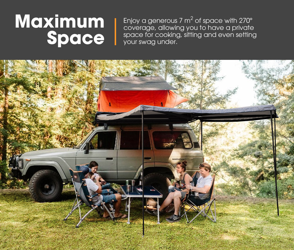 San Hima 270 Degree Free-Standing Awning 600D Double-Ripstop Oxford UPF50+ 4X4