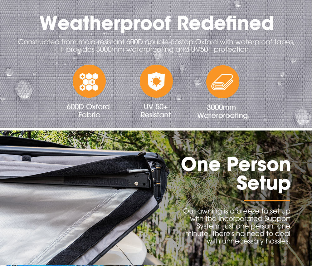San Hima 180 Degree Free-Standing Awning With "L" Bracket 600D Double-Ripstop