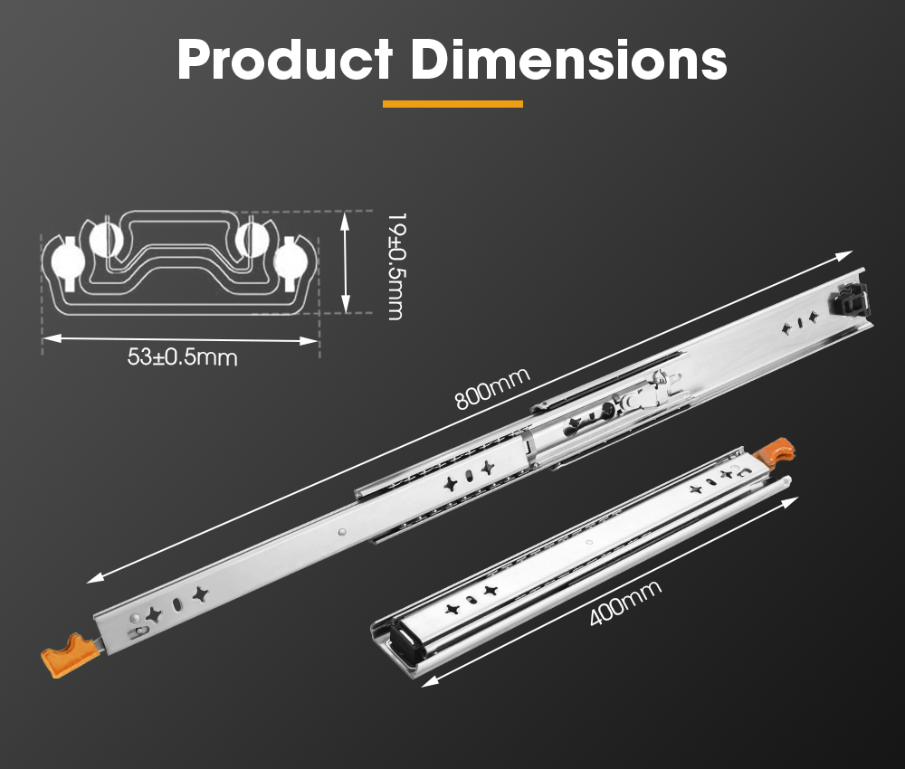 SAN HIMA 125kg Locking Drawer Slides / Runners 400mm 4wd Trailer Fridge Draw