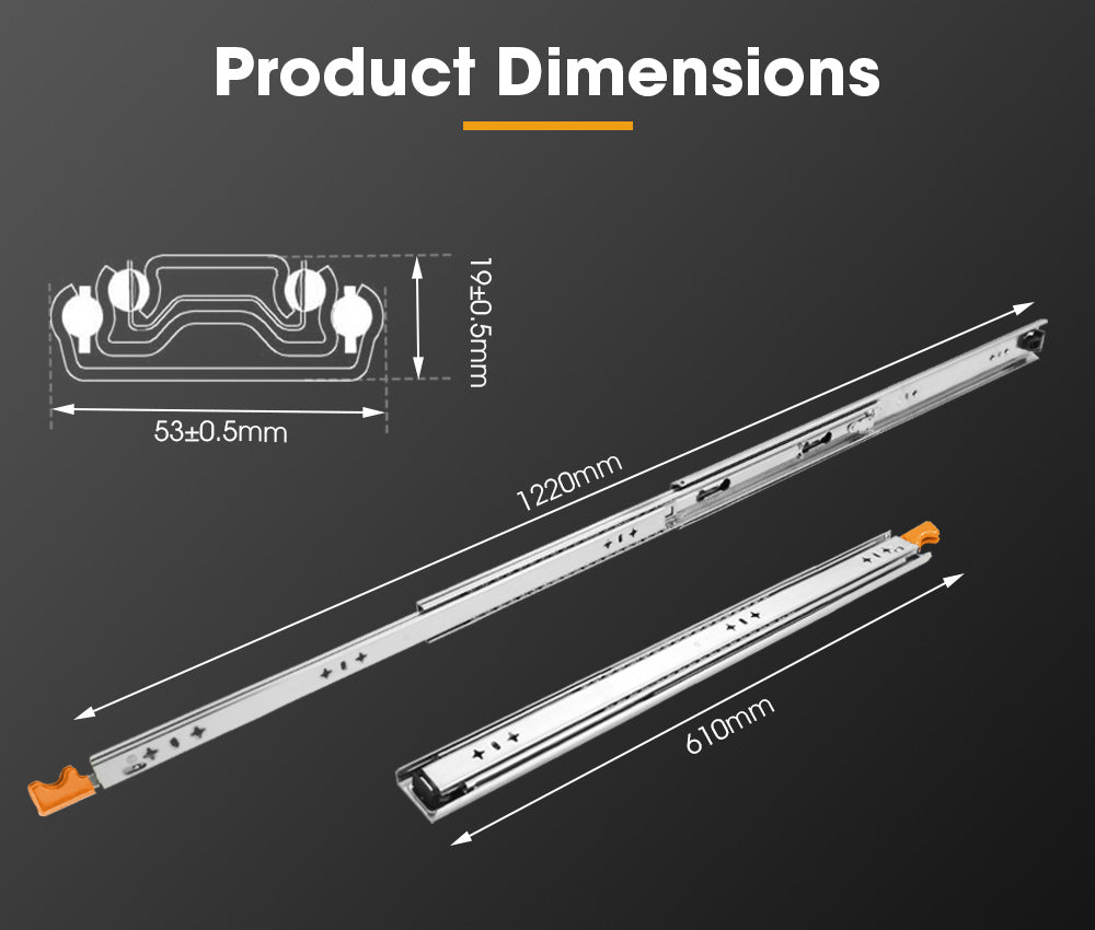 125kg Locking Drawer Slides / Runners 356mm to 1016mm 4wd Trailer Fridge Draw