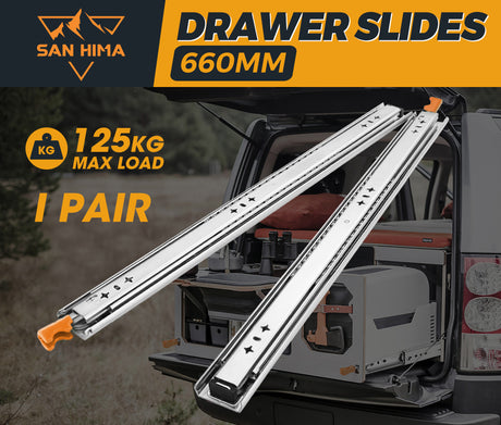125kg Locking Drawer Slides / Runners 356mm to 1016mm 4wd Trailer Fridge Draw