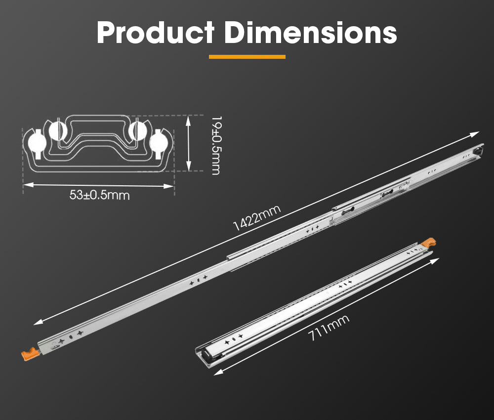 125kg Locking Drawer Slides / Runners 356mm to 1016mm 4wd Trailer Fridge Draw