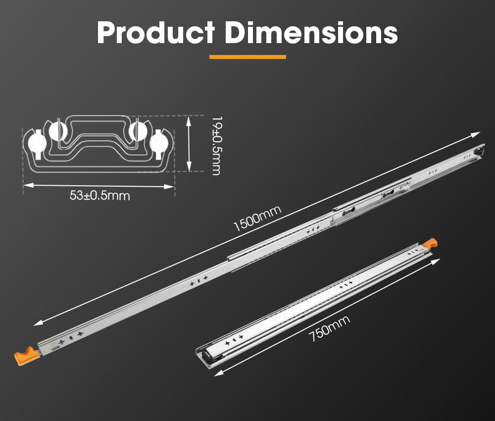 SAN HIMA 125kg Locking Drawer Slides 750mm