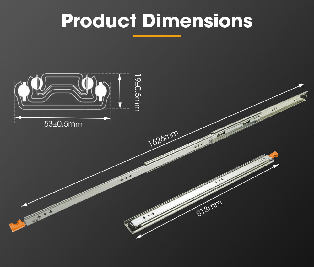 125kg Locking Drawer Slides / Runners 356mm to 1016mm 4wd Trailer Fridge Draw