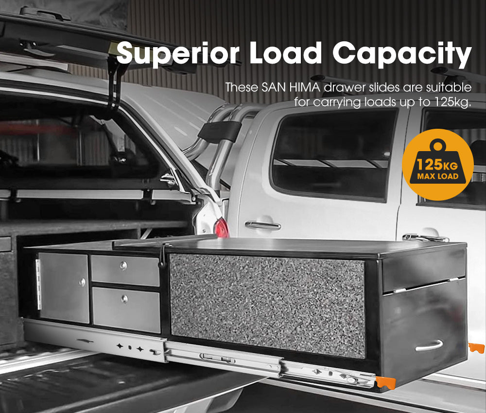 125kg Locking Drawer Slides / Runners 356mm to 1016mm 4wd Trailer Fridge Draw
