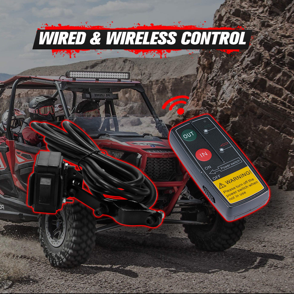 FIERYRED Electric Winch 4500LBS/2045kg 12V Synthetic Rope Wireless Remotes ATV UTV