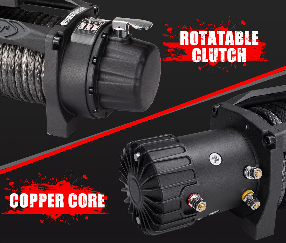 FIERYRED 12V 13000LBS Wireless Electric Winch Synthetic Rope