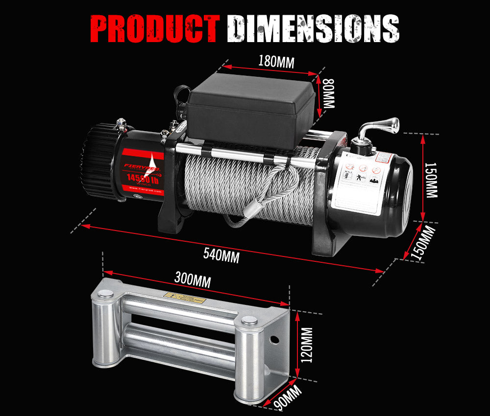 14500LBS 12V Electric Winch Steel Cable Wireless Remote Recovery ATV 4WD Truck