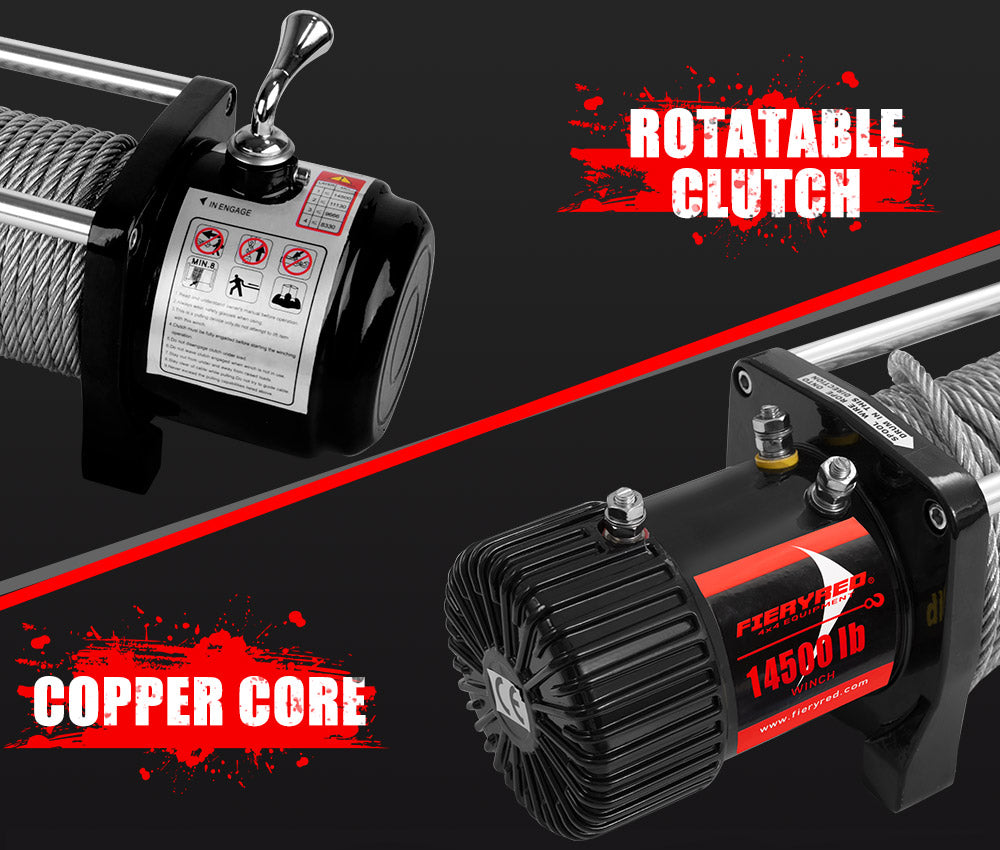 FIERYRED 12V 14500LBS Wireless Electric Winch + Mounting Plate