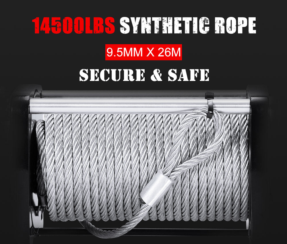 FIERYRED 12V 14500LBS Wireless Electric Winch + Mounting Plate