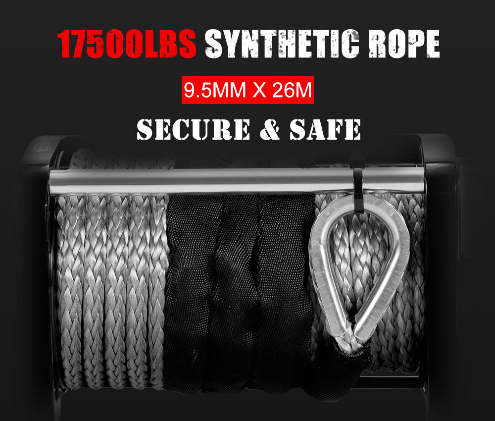 FIERYRED 12V 17500LBS Wireless Electric Winch Synthetic Rope