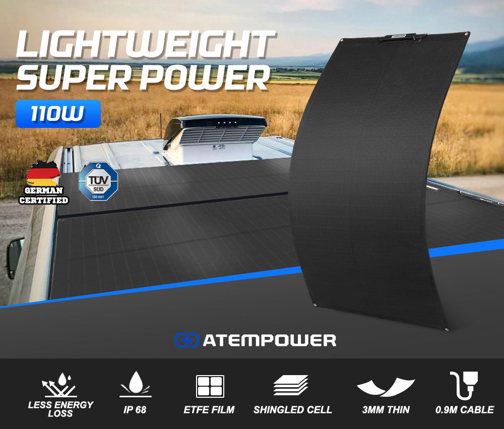 ATEM POWER 110W 12V Flexible Solar Panel Power Battery Mono Charging Shingled