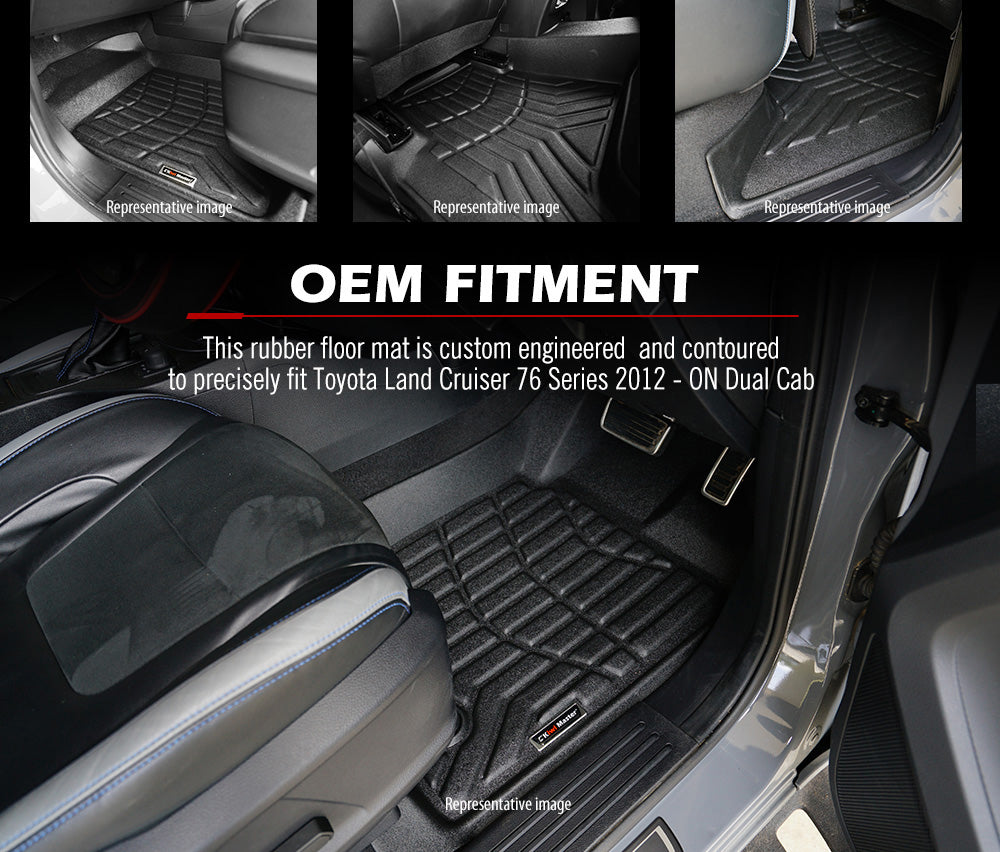 KIWI MASTER 3D TPE Car Floor Mats for Toyota Landcruiser 76 Series 2012 - ON GXL Dual Cab