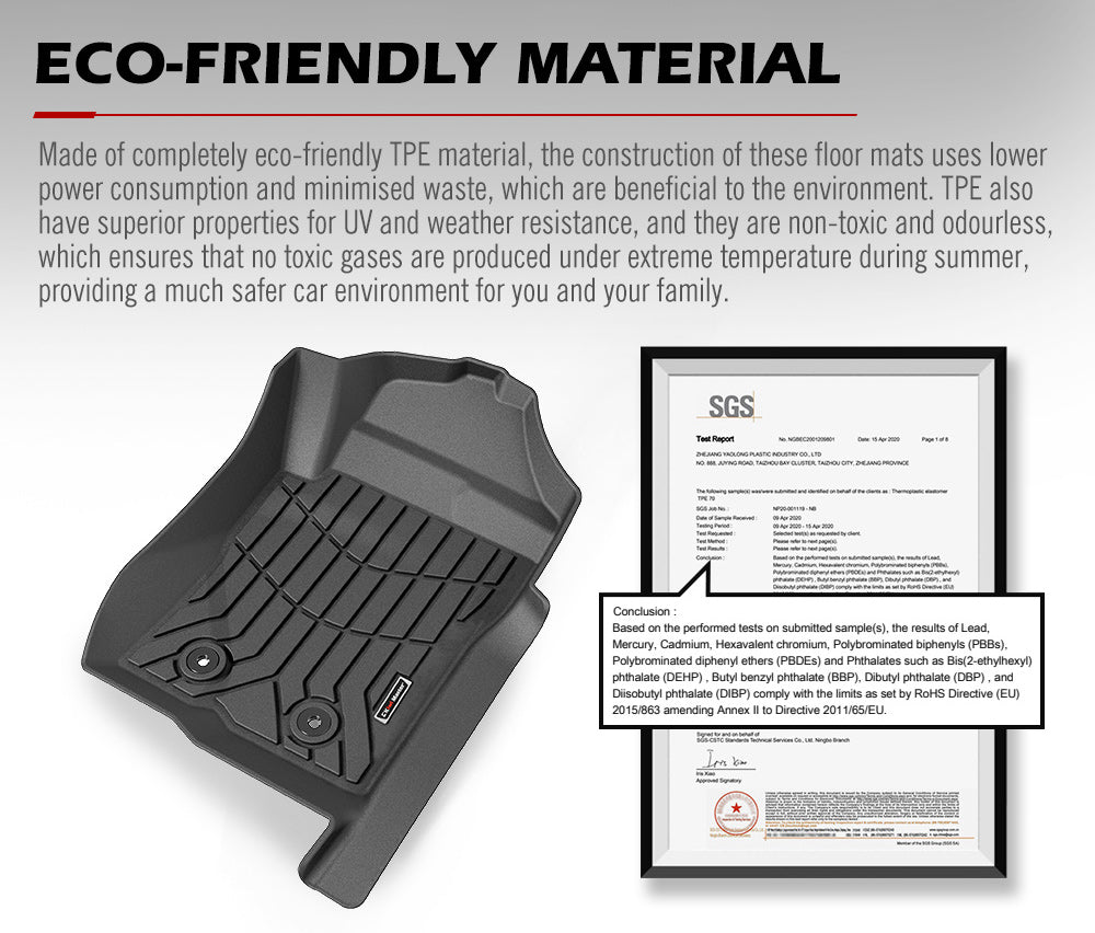Kiwi Master 3D TPE Car Floor Mats Liner Fit 2023+ Ford Ranger Next Gen