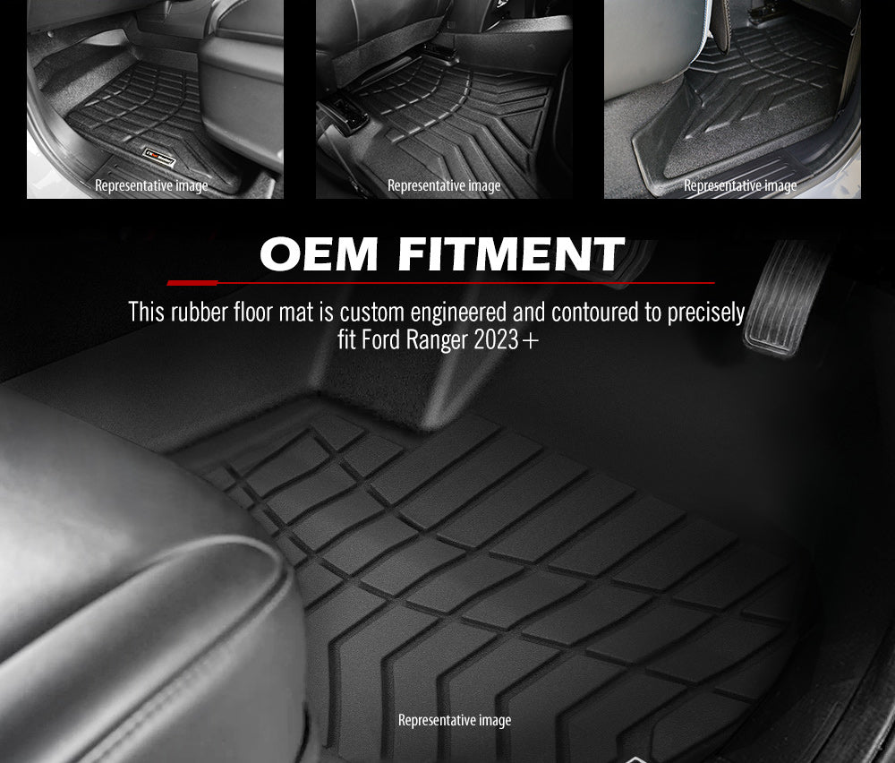 Kiwi Master 3D TPE Car Floor Mats Liner Fit 2023+ Ford Ranger Next Gen
