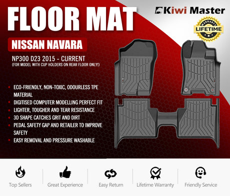 Kiwi Master 3D TPE Car Floor Mats Liner fit Nissan Navara NP300 D23 2015-NEW