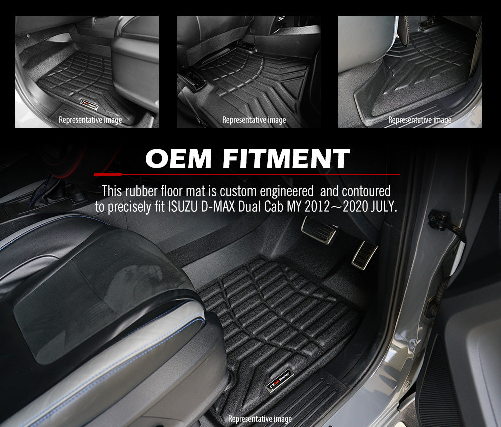KIWI MASTER 3D TPE Car Floor Mats Liner Fit  ISUZU D-MAX DMAX Dual Cab MY 2012~2020 JULY