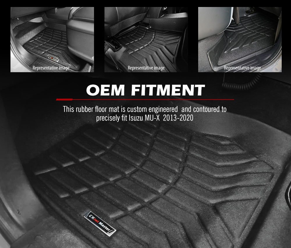 KIWI MASTER 3D TPE Car Floor Mats Liner for Isuzu MUX MU-X 2013-2020