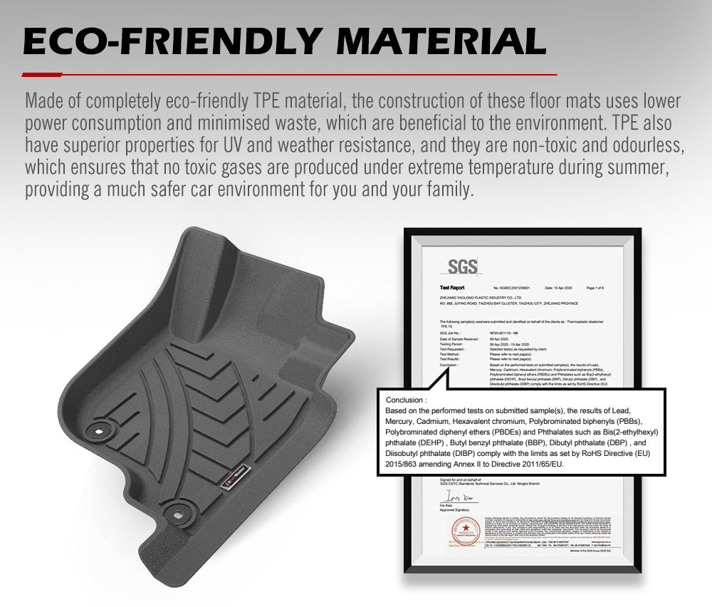 KIWI MASTER 3D TPE Car Floor Mats Liner for Mitsubishi Pajero Sport MY 2015-2023
