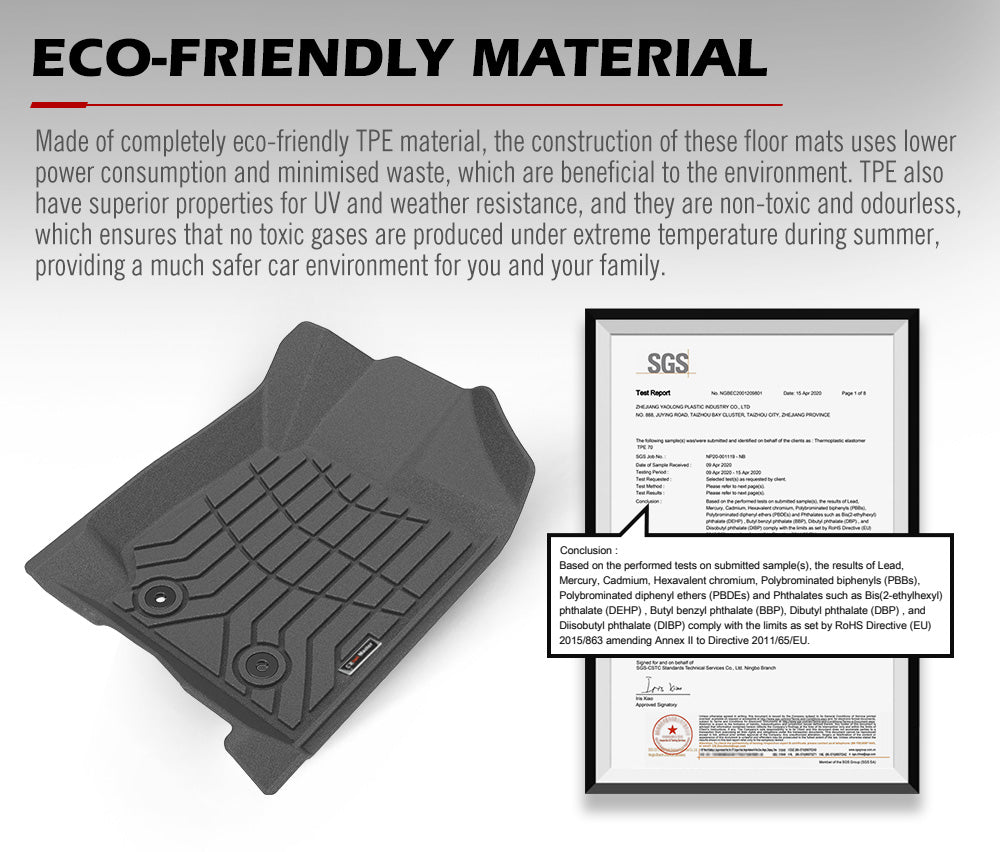 KIWI MASTER 3D TPE Car Floor Mat for Ford Ranger Wildtrak Raptor PX PX2 2011-MY2022