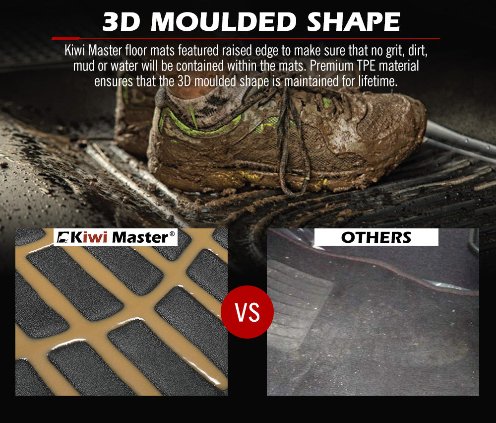 KIWI MASTER 3D TPE Car Floor Mats Liner fit for Nissan Navara NP300 D23 2015~Current