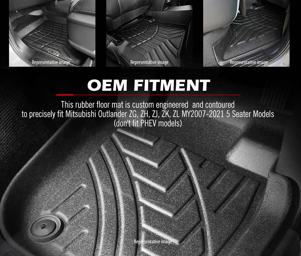KIWI MASTER 3D TPE Car Floor Mats Liner for Mitsubishi Outlander ZG/ZH/ZJ/ZK/ZL MY 2007-2021