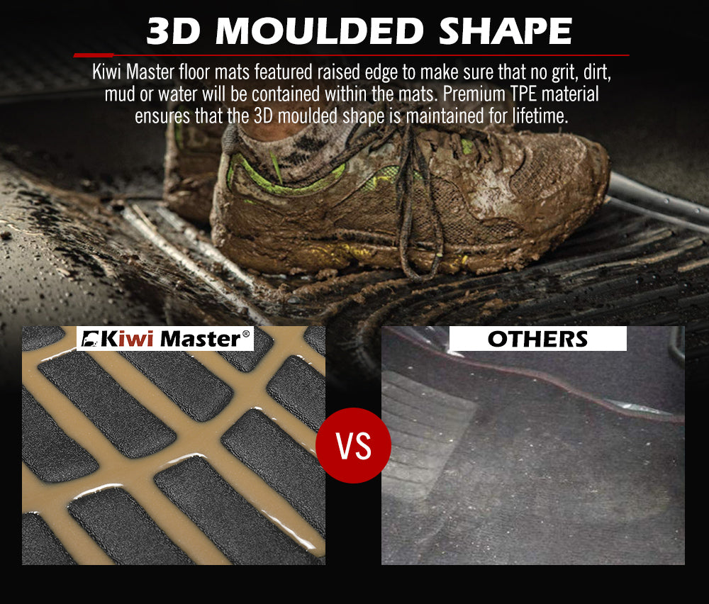 Kiwi Master 3D TPE Car Floor Mats Liner Fit Isuzu D-MAX DMAX Dual Cab UTE 2021+