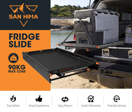 San Hima 75L Fridge Slide With Extendable Table Cutting Board Caravan Parts 90KG