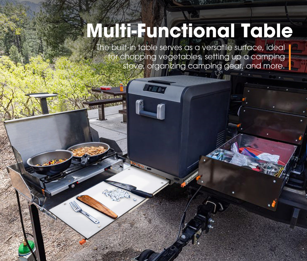 San Hima 75L Fridge Slide With Extendable Table Cutting Board Caravan Parts 90KG