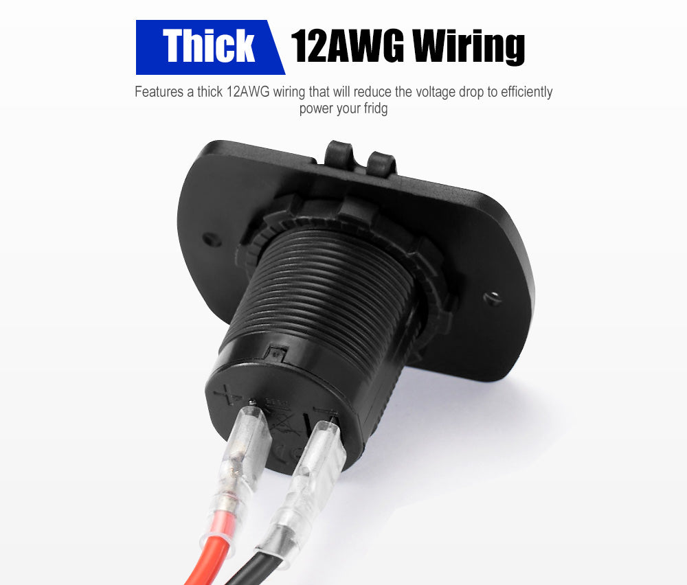 Atem Power 12V Fridge Wiring Kit 6M Cable DC Cig Socket Plug In-line Fuse 4WD