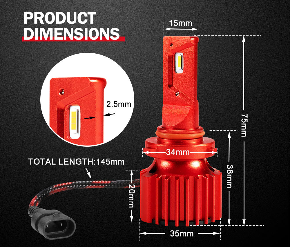 BUNKER INDUST 9005 HB3 LED Headlight Kit 50W 8000LM Globe Bulbs High/Low Beam