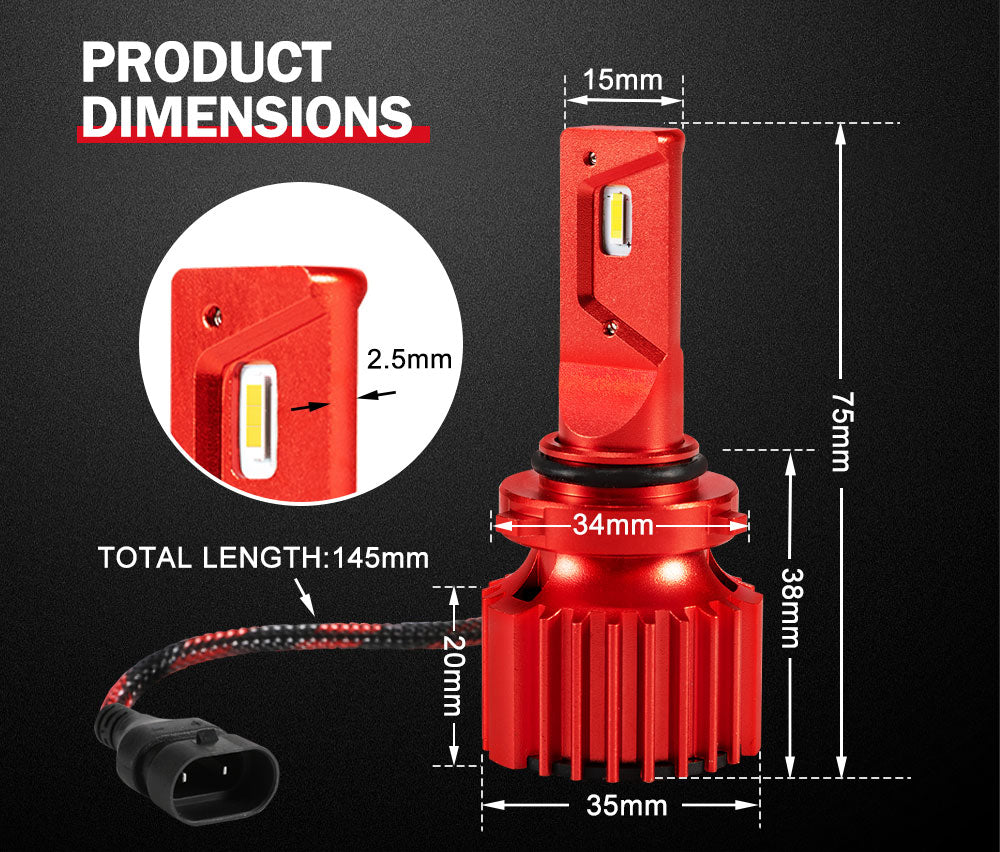 BUNKER INDUST 2X  9006 HB4 LED Headlight Kit Light Bulbs Head Lamp 8000LM Globe