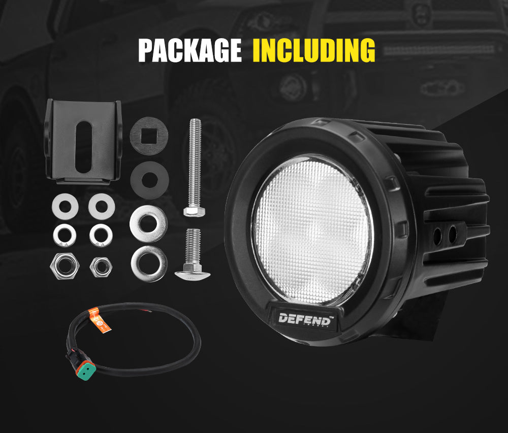 DEFEND INDUST Heavy Duty 3inch LED Work Light Flood Driving Lamp SUV ATV Truck offroad 4x4