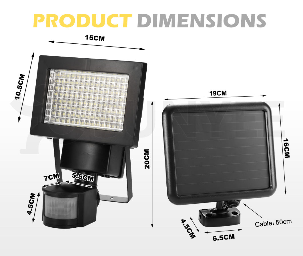 MOBI 4x 120 LED Solar Sensor Lights Outdoor Motion Detection Light Security Garden