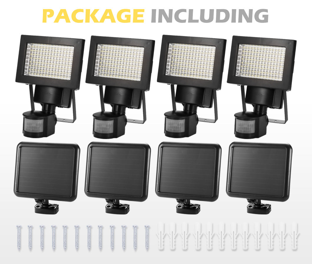 MOBI 4x 120 LED Solar Sensor Lights Outdoor Motion Detection Light Security Garden
