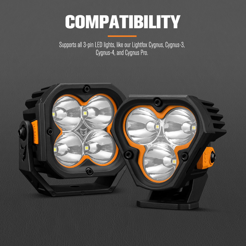 Lightfox High Beam Wiring Harness with DT 3-Pin Connectors For LED Pod Light
