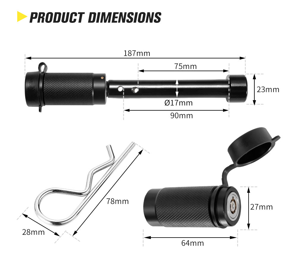 SAN HIMA Hitch Pin Lock S Type Tow Bar Ball Trailer Parts Anti Theft 4WD 4X4 Caravan