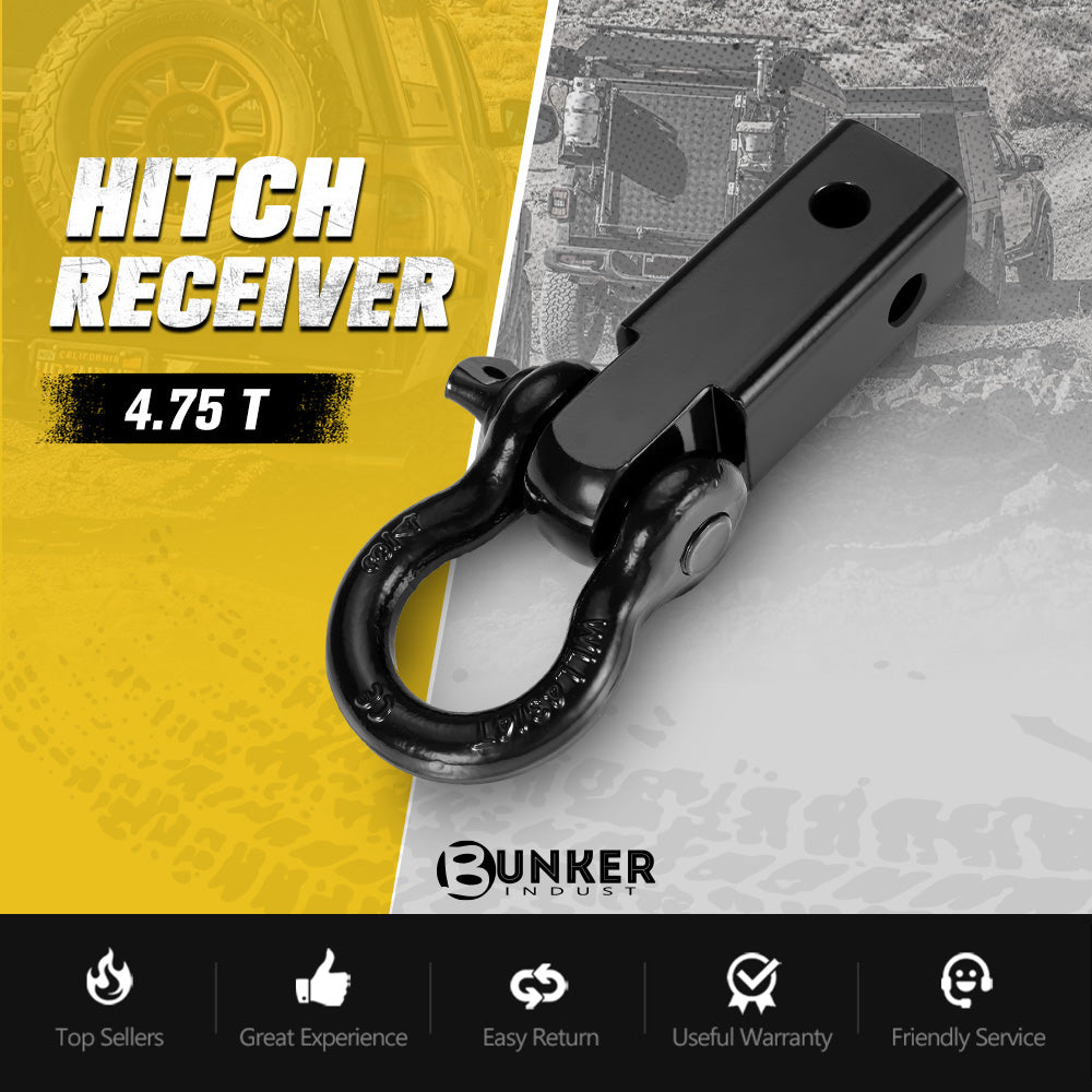 Bunker Indust 4.75T Recovery Hitch Receiver with Bow Shackle