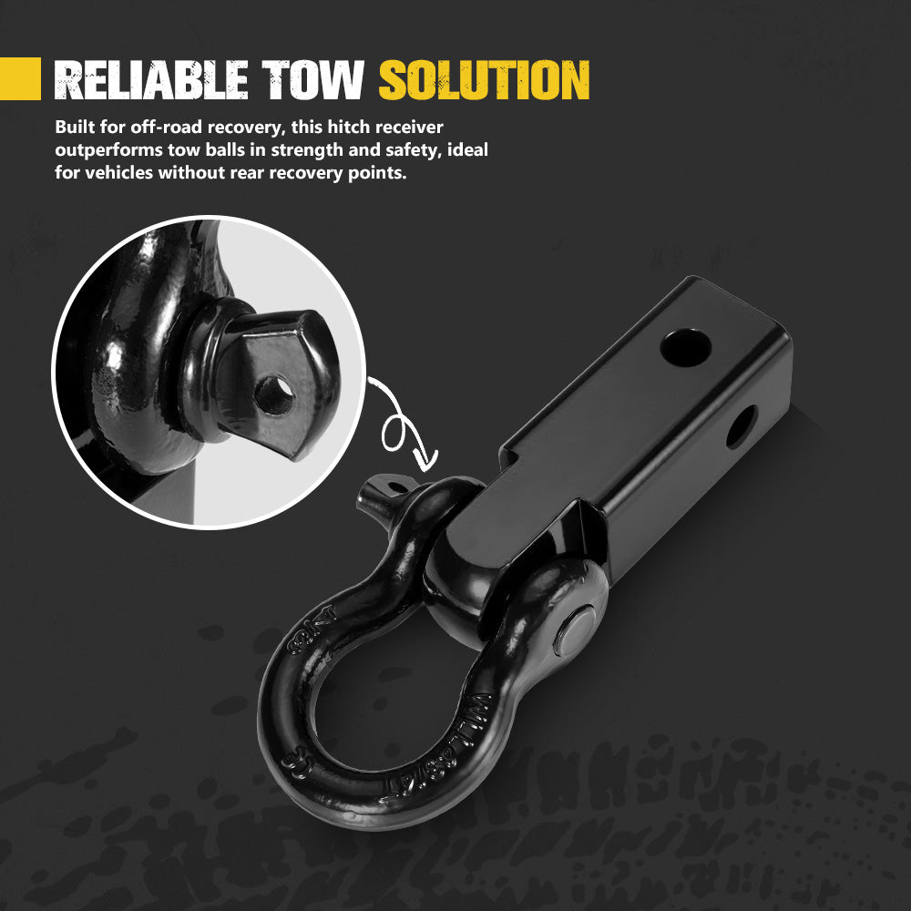 Bunker Indust 4.75T Recovery Hitch Receiver with Bow Shackle