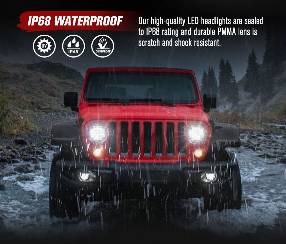2x 7inch LED Headlights Insert Hi-Lo Beam DRL for Jeep Wrangler Patrol GQ