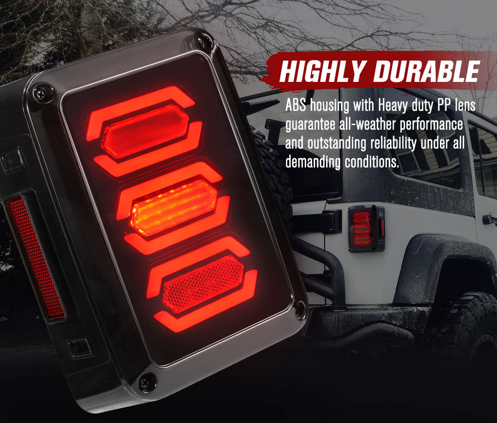 MOBI Pair LED Tail Lights for Jeep Wrangler JK 07-17
