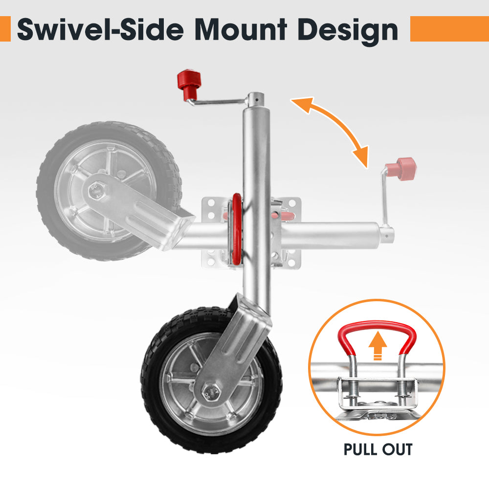 SAN HIMA Jockey Wheel 10" Inch Swing Up Rubber Wheel 1000kg Caravan Boat Trailer