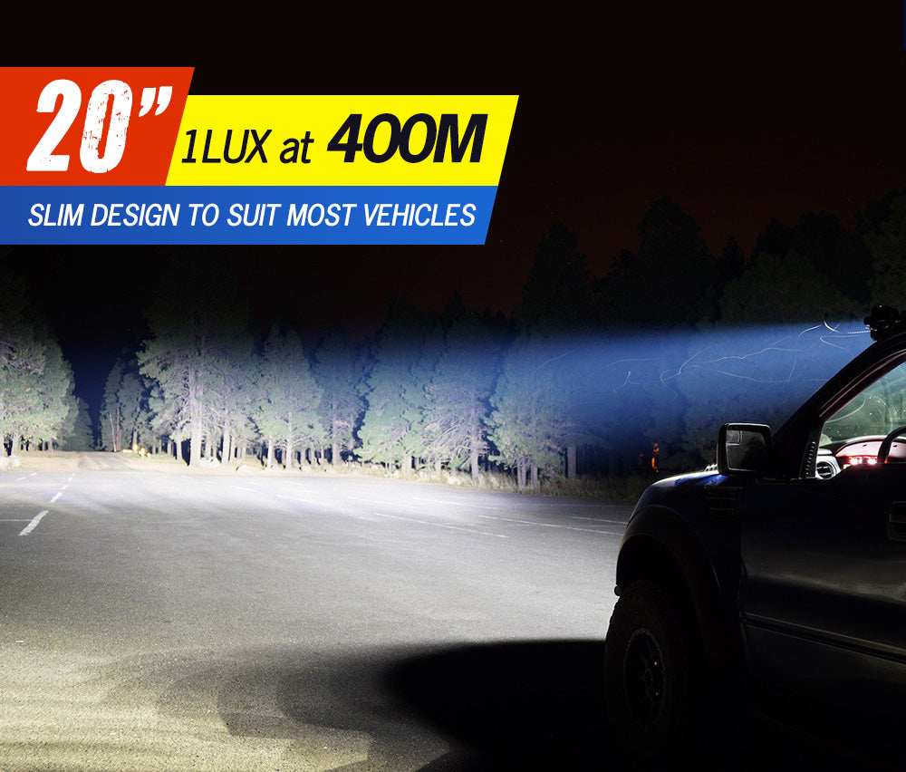 LIGHTFOX 20Inch LED Light Bar Spot Flood Work Driving Light + 23'' Number Plate Frame