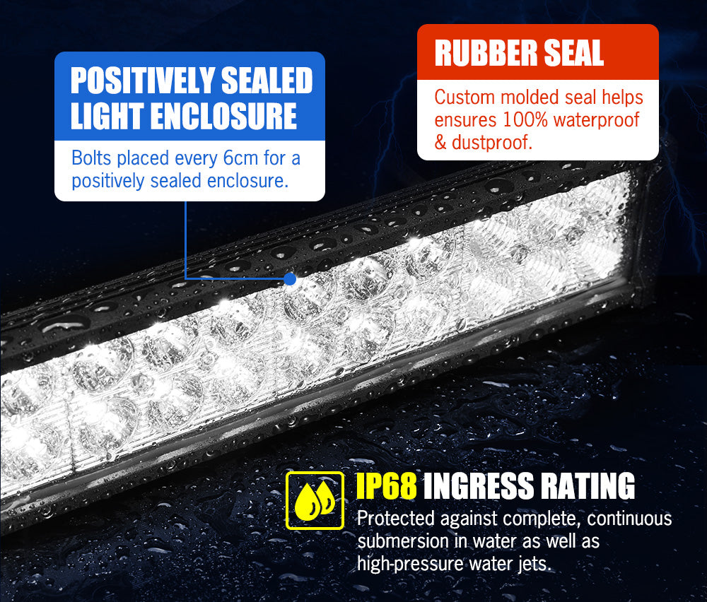 LIGHTFOX 20Inch LED Light Bar Spot Flood Work Driving Light + 23'' Number Plate Frame