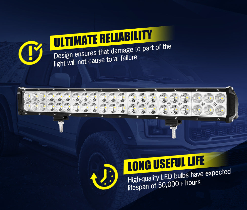 LIGHTFOX 20Inch LED Light Bar Spot Flood Work Driving Light + 23'' Number Plate Frame