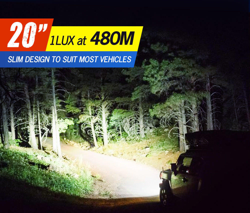 LIGHTFOX 20inch Triple Row LED Light Bar Combo Beam + 23'' Number Plate Frame + Wiring Kit