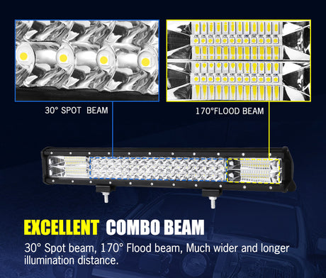 Lightfox LED Light Bar 7" 12" 20" 23" 26" 28" Flood Spot Combo 50" Curved 12V