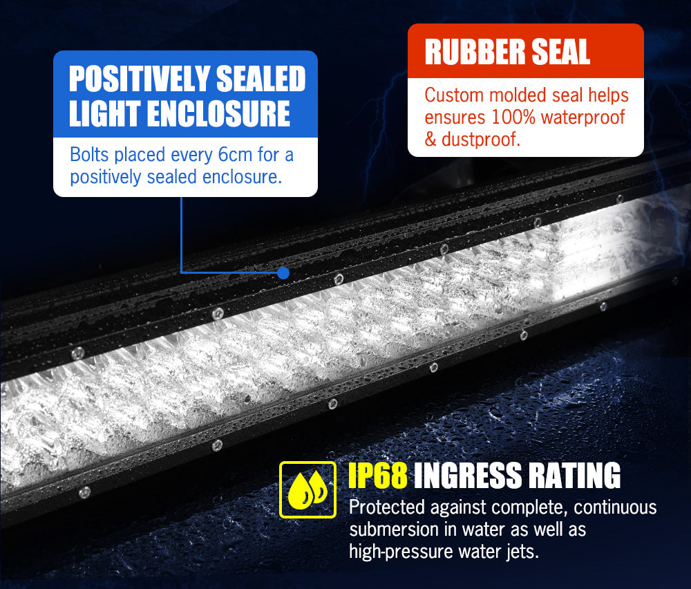 LIGHTFOX 20inch Triple Row LED Light Bar Combo Beam + 23'' Number Plate Frame + Wiring Kit
