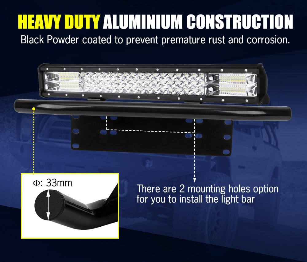 LIGHTFOX 20inch Triple Row LED Light Bar Combo Beam + 23'' Number Plate Frame + Wiring Kit